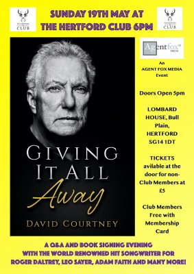 Image for Q&A and Book Signing Evening- David Courtney - Giving It All Away