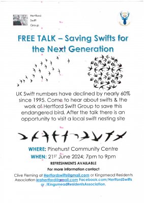 Image for Hertford Swift Group - Free Talk -Saving swifts for the next generation