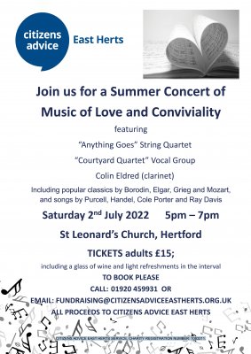 Image for Summer Concert for Citizens Advice East Herts