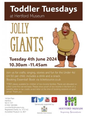 Image for Toddler Tuesday at Hertford Museum: Jolly Giants