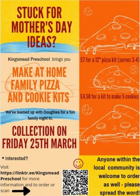Image for Kingsmead Preschool ‘Cook at Home Pizza and Cookie  Kit’ Event