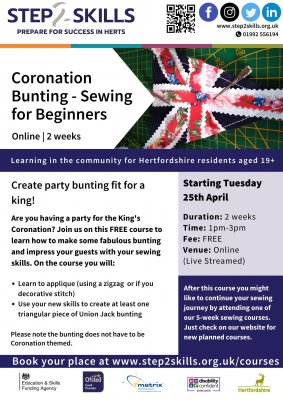 Image for Step 2 Skills-Coronation Bunting-Sewing for Beginners