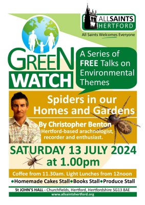 Image for Green Watch Talk - Spiders in our homes and gardens